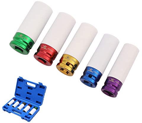 Juego de vasos de impacto para llantas de aleación, 5 piezas, 1/2 , impulsión cuadrada