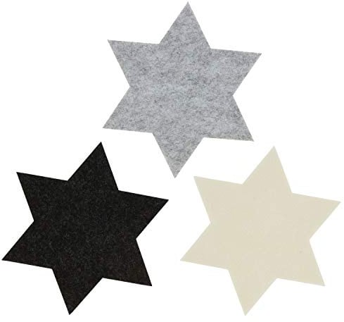 6 x Filzsterne in vielen Größen von Ø 15 cm bis Ø 40 cm Platzdecken - Platzset - Untersetzer - Tischet aus Filz Farbe Grautöne + Creme gemischt, Größe Ø 35 cm