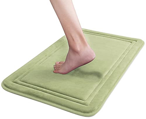ITSOFT Badematte Memory Schaum; rutschfest, Superweich & Waschbar; Perfekt für Ihr Badezimmer (Salbei Grün, 61x41 cm)
