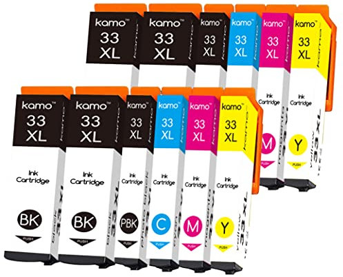 Kamo 33XL (12er-Pack) Multipack Druckerpatronen Kompatibel mit Epson 33 XL - für Expression Premium XP-530 XP-540 XP-630 XP-635 XP-640 XP-645 XP-830 XP-900 XP-7100
