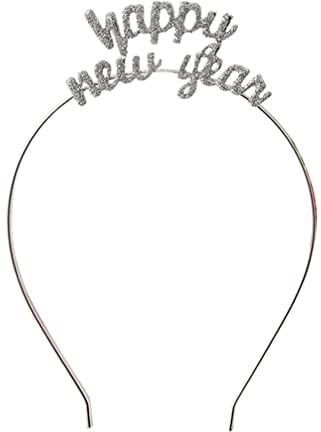 -tête en cristal avec inscription « Happy New Year » et strass scintillants pour le Nouvel An