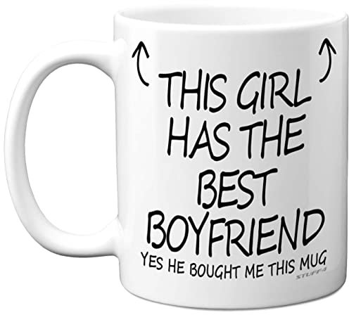 Anniversary Mug for Her - This Girl Has The Best Boyfriend Mug - Novelty Birthday Cute Girlfriend Gifts, Valentines Gifts for Her, Valentine 11oz Ceramic Dishwasher Safe Coffee