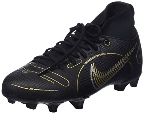 NIKE Unisex Kids Superfly 8 Academy Football Shoe, Black Metallic Gold Metallic S, 3.5 UK Child