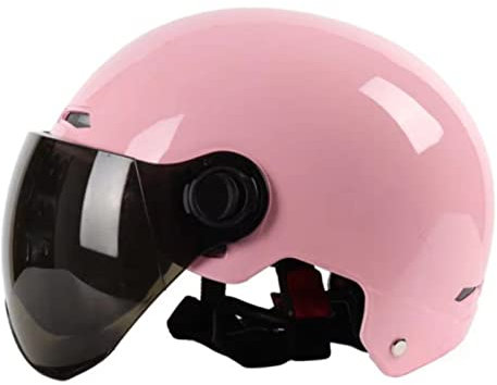 Casque Mobylette Bols Hommes Femmes Casque Moto Jet Rétro Street Scooter Bike Moped Vintage Casque Moto Demi-Coquille Homologation ECE Casque Adultes Casque Ouvert,Rose