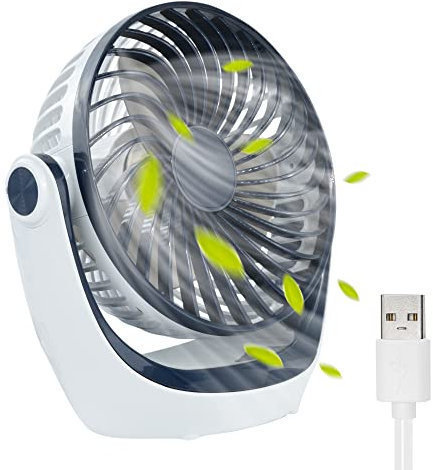 TANNESS Quiet Desktop Fan - 3 Speed, 360 Rotation - Portable Mini Fan for Home, Office, Travel - USB Rechargeable - Navy Blue