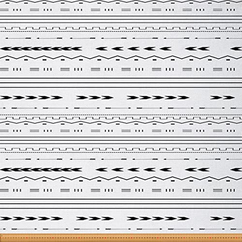 Loussiesd Boho Stripe Polsterstoff von The Yard Bohemian Pfeil Aztec Geometrisch Draussen Stoff von The Yard Modern Simple Dekostoff für Polster und Heimwerkerprojekte Weiß Schwarz 92x150cm