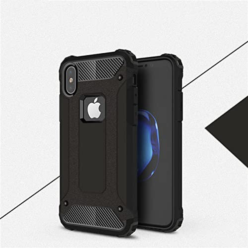 GORJO Strong Hybrid Tough Shockproof Armor Back Case für iPhone X XR XS Max 8 8 Plus 7 6s 12 11 Pro Hard Rugged Phone Schutzhülle, Schwarz, für iPhone XR