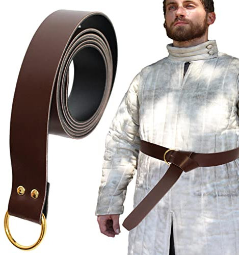 Stronrive Langer mittelalterlicher Gürtel | Strapazierfähiger mittelalterlicher Ledergürtel mit Stahlringschnalle - Kostümzubehör für Theateraufführungen für Knights Warriors Pirates