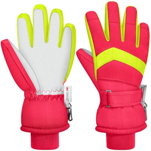 Leeboom Kinder wasserdichte Winterhandschuhe für 3-13 Jahre Mädchen und Jungen, Skihandschuhe, Snowboard Laufen Radfahren Wandern