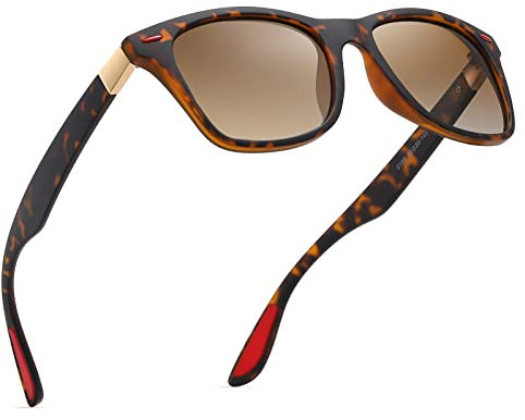 wearPro Polarisierte-Eckig-Sonnenbrille-für-Herren-Damen UV400-Schutz Polarisiert Sonnenbrillen Retro Vintage Stil Fahrradbrille Rechteckig Sunglasses für Fahren Sport(Leopardenmuster Braun)