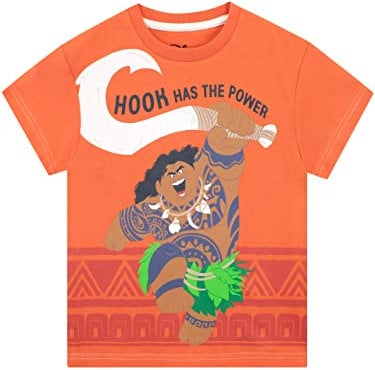 Disney Kids Moana T-Shirt Maui Short Sleeve Tee for Boys or Girls Orange 7-8 Years, mots1826
