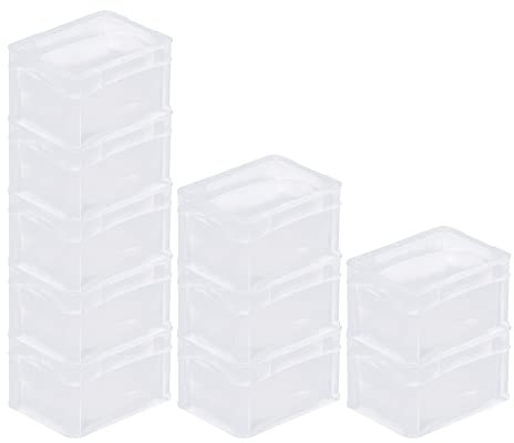 PROREGAL SuperSparSet 10x Transparenter Eurobehälter BasicLine mit geschlossenem Griff | HxBxT 12x15x20cm | 2,2 Liter | Eurobox, Transportbox, Transportbehälter, Stapelbehälter