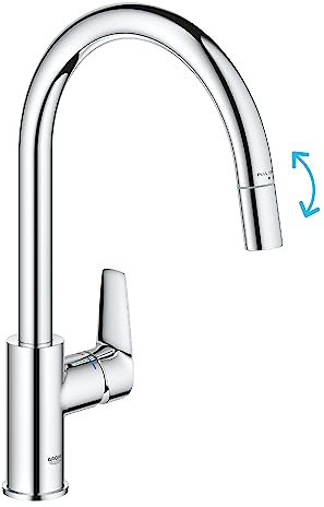 Grohe StartEdge QuickFix - Grifo monomando de cocina extraíble, Caño alto, Cromo, ref. 30551000