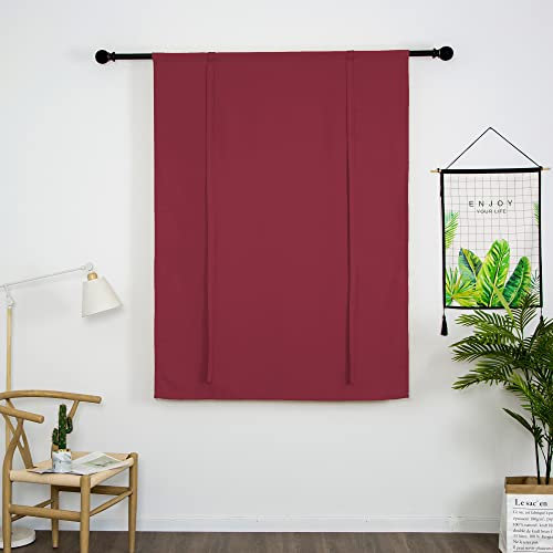 SIMPVALE Rideaux occultants courts avec embrasse - Isolation thermique - Avec passe-tringle - Pour chambre à coucher, salon, cuisine (rouge vin, 80 x 120 cm)