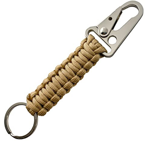 MATERIUM Paracord Schlüsselanhänger mit Karabiner und Schlüsselring - Geflochtenes Schlüsselband mit Karabinerhaken - Ideal für Outdoor oder Ihren Haus- und Autoschlüssel (Sand)