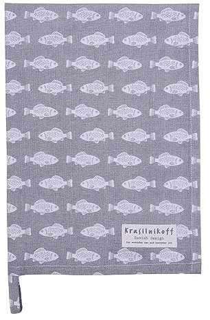 Krasilnikoff Geschirrtuch KW11830 - Fish/Fisch, Grey