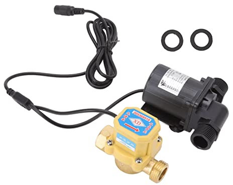 MISNODE DC Brushless Pump,G1/2 Male Thread Quiet Solar Water Heater Booster Pump with Fl ow Switch 6v-24v,Low Suction Water Removal for Water Beds, Pools, Rain Barrel, Aquariums