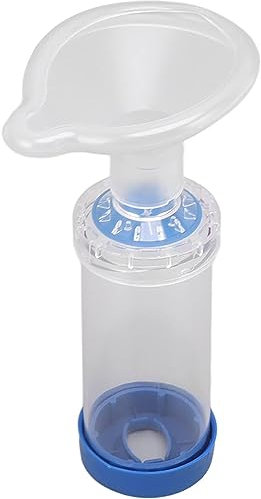 Dispositivo espaciador antiestático Inhaler Spacer, cámara de inhalador, uso con inhalador de dosis medida, sin BPA ni látex para niños. (Azul)