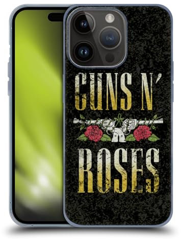 Head Case Designs Offizielle Guns N' Roses Text Logo Pistol Kunst Soft Gel Handyhülle Hülle kompatibel mit Apple iPhone 15 Pro