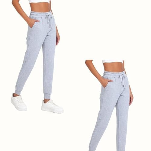 COMEOR Jogginghose Damen - Baumwolle Sporthose Lang Warme Trainingshosen, Frauen Freizeithosen, Sweatpants mit Regular Passform für Fitness, Yoga, Freizeit (2 Pack Grau L)