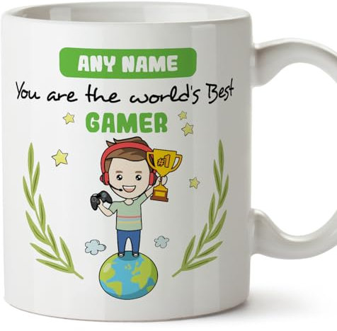MUGFFINS Personalised Mug for Gamer Man - in English - You are World's Best - Funny Custom Gift for Colleagues - Ceramic 11oz Mug
