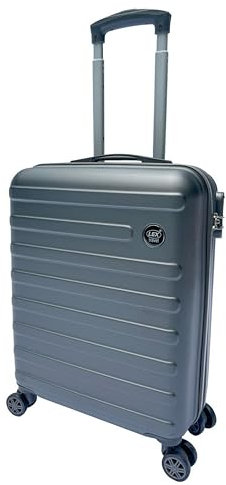 Linder Exclusiv LEX Komfort ABS Handgepäck-Koffer Trolley Handgepäckkoffer (STAHLGRAU)