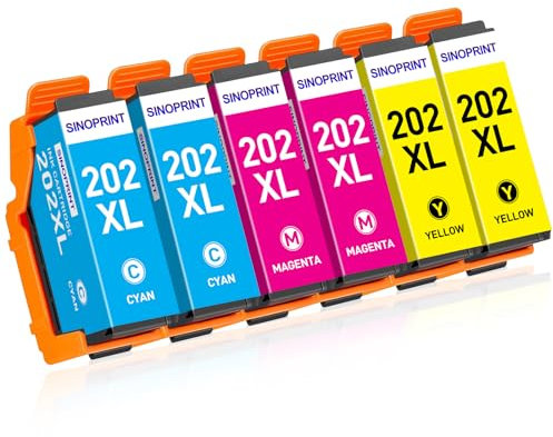 SINOPRINT 202XL Druckerpatronen Kompatible für Epson 202XL Tintenpatronen für Epson Expression Premium XP-6100 Patronen für Expression Premium XP-6105 XP-6000 XP-6001 XP-6005, 6-Pack