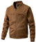ZDJSWJ Hommes faux daim Bomber Jacket léger baseball cuir flightsuit Casual Campus col montant Soft jacket (Le Brun,L)