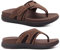 COFACE Mens Flip Flops with Arch Support Comfortable Leather Beach Sandals for Men Orthopedic Thick Cuhsion Adjustable Man Flip-flop Outdoor Size 8 brown