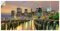 ARTland Wanddeko Wandtattoo selbstklebende Vinylfolie 100x50 cm Panorama Stadt Skyline Lichter Licht Sonnenuntergang East River Manhattan New York U5BS