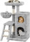 Yaheetech Cat Tree, 94cm Cat Tower for Indoor Cats, Cat House with 2 Condos & Scratching Posts & Oversized Perch & Hammock & Ladder, Indoor Cat Condo Activity Centre, Light Grey