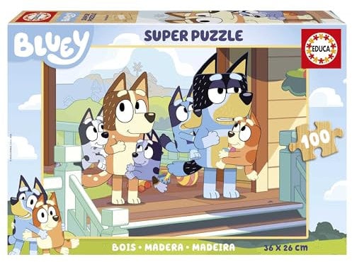 Educa - Puzzle Bluey | Wooden Puzzle for Children with 100 Pieces | Bluey. Approximate measurement after assembled 36 x 26 cm. Recognized for 5 years (19967)