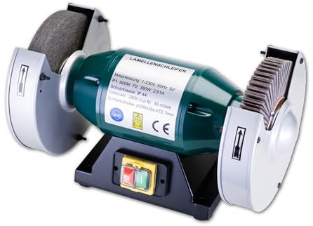 TronicXL 600W Lamellenschleifer Schleifgerät + Filzscheibe zum Polieren + Schleifscheibe I Messerschleifer Messerschärfer Lamellenschleifgerät Schleifmaschine Doppelschleifer Doppelschleifmaschine