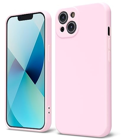 oakxco für iPhone 13 Hülle Silikon Case mit Kameraschutz, Ultra Dünn Bunt Handyhülle Mädchen, Einfarbig Handy Hülle Slim Schutzhülle, Matt TPU Weich Gummi Glatt Silikonhülle Bumper, Rosa Pink