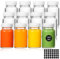 12 Stück Shot Flaschen zum Befüllen mit Deckel 60ml, Kleine Glasflaschen zum Befüllen,Mini Glasflaschen, Kleine Schnapsflaschen, Mini Fläschchen mit Etiketten, für ätherische Öle, Ingwer Shot, Whisky
