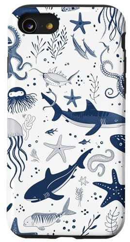 iPhone SE (2020) / 7 / 8 Ocean Life Whale Shark Coral Reefs Seashell Starfish Phone Case