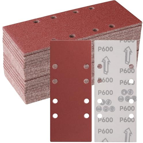 Sruhrak 93x230mm Sandpaper Set, 50 Pieces Sanding Sheets Stick and Peel Sanding Pads 600 Grits Sander Paper for Bosch Electric Sander Polishing, Rust Removal
