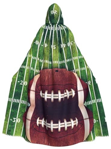 MDATT American Football Field and Ball Unisex Full Length Hooded Robe Cloak Long Cape Cosplay Costume Magician Cloak Party