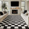 HUGEAR Teppich Kariert Hochflor Teppich Wohnzimmer 240X300cm Teppich schwarz Schlafzimmer Rutschfester Kinderteppich Flauschig Weicher und GemüTlicher Carpet Living Room Kinder Teppich Mädchen Jungs