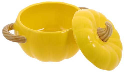 OKUMEYR Cuenco De Cerámica Para Guisar Con Forma De Calabaza Con Tapa Aislante Térmica Para Sopa Y Ensalada