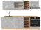 Vicco Küchenzeile R-Line, Beton/Goldkraft Eiche, 240 cm ohne Arbeitsplatte