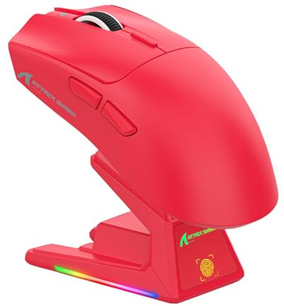 ATTACK SHARK X1 Gaming Mouse with Magnetic Charging Dock, PixArt PAW3395PRO Gaming Sensor, 40000DPI, BT/2.4G Wireless/Wired, 53g SUPERLIGHT Mouse, 100M Optical Microswitches for PC/Xbox/PS/Mac -Red