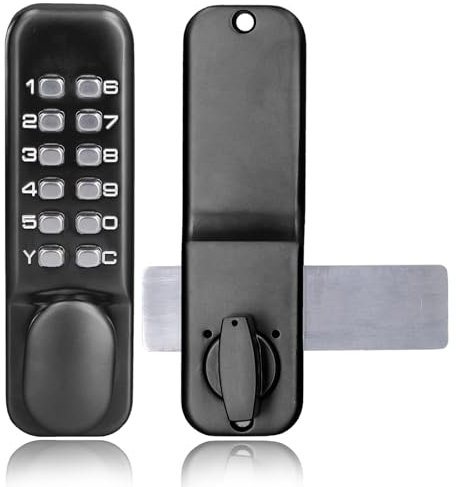 Garden Gate Lock with Code – Weatherproof Digital Keypad & Mechanical Deadbolt Combination – Security Smart Door Locks for Front Door/Entry/Wooden Gates, Stainless Steel Zinc Alloy, Black