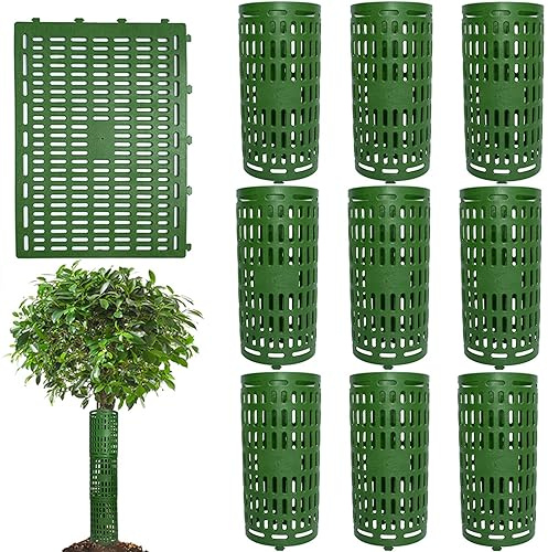 Lot de 10 protections extensibles pour tronc d'arbre - Protection contre les morsures sauvages et la tonte - Protection de tronc d'arbre, grille de protection en plastique pour empêcher les animaux de