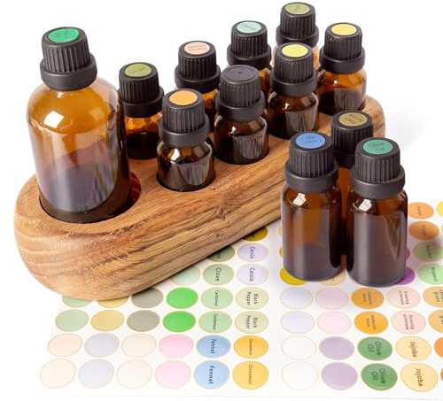 Essential Oil Storage Box Wooden Essential Oils Display Organizer 9 Slots Stand Holder for 5 to 15 ml Bottles Nail Polish Collection.
