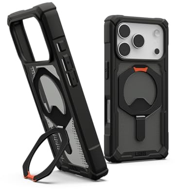 URBAN ARMOR GEAR UAG Designed for iPhone 17 Pro Case with Kickstand Plasma XTE - Compatible with MagSafe Transparent Military Grade Protective Cover, Black/Pop Orange