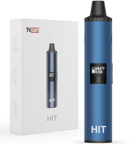 Yocan HIT Vaporizer, Kräuter Verdampfer mit 93-249°C Temperaturregelung und Keramik-Heizkammer, Tragbarer Kraut-Verdampfer Pen, 1400 mAh Akku, OLED-Display, Einfache Reinigung (Blau)