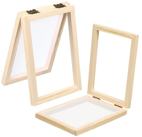 Kit Cornice in Legno per Fabbricazione Carta Ragazzo Ragazza 2 Pezzi | Legno e Rame, Colore Kaki, per Cartoline e Attività Manuali, Operazione Semplice e Pulizia Facile