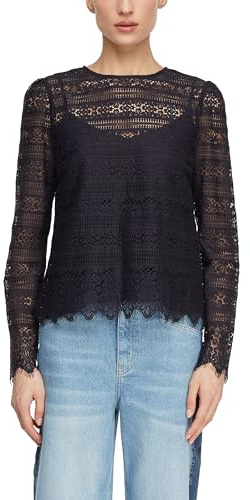 Comma Feminine Baumwollspitzenbluse mit herausnehmbaren Top