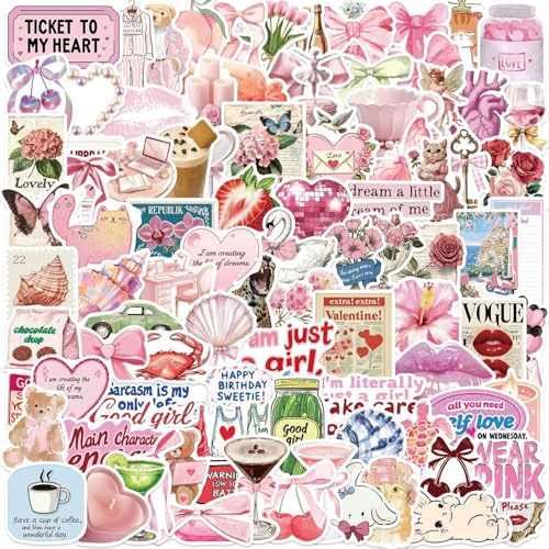 200 Stück Positive ästhetische Aufkleber, Cool Summer Coquette Motivations Sticker Set, Quote Inspirational Vinyl Wasserdichte Graffiti Aufkleber für Laptop Gepäck Gitarre Skateboard